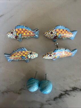 Mackenzie—Childs Fish Knobs and round set of 6